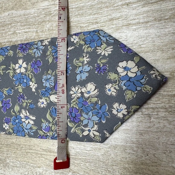 BROOKS BROTHERS Country Club Silk Neck Tie Designer Blue GrayFloral - Picture 7 of 9